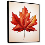 Minimalism orange Autumn maple leaf 2 - Floral Canvas Wall Art