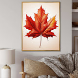 Minimalism orange Autumn maple leaf 2 - Floral Canvas Wall Art