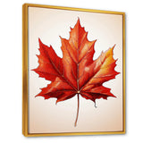 Minimalism orange Autumn maple leaf 2 - Floral Canvas Wall Art