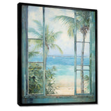 Tropical beach Windows horizon I - Coastal Canvas Wall Art