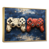 White and red PS Video game Controllers - Fashion Canvas Wall Art