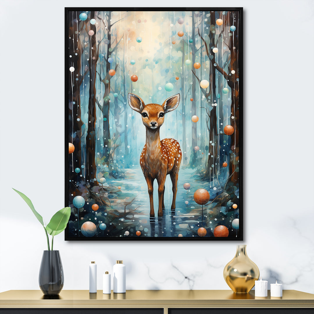 Forest winter children deer - Deer Home Decor Art