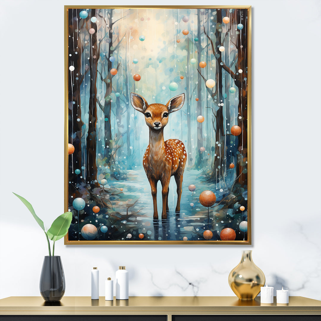 Forest winter children deer - Deer Home Decor Art
