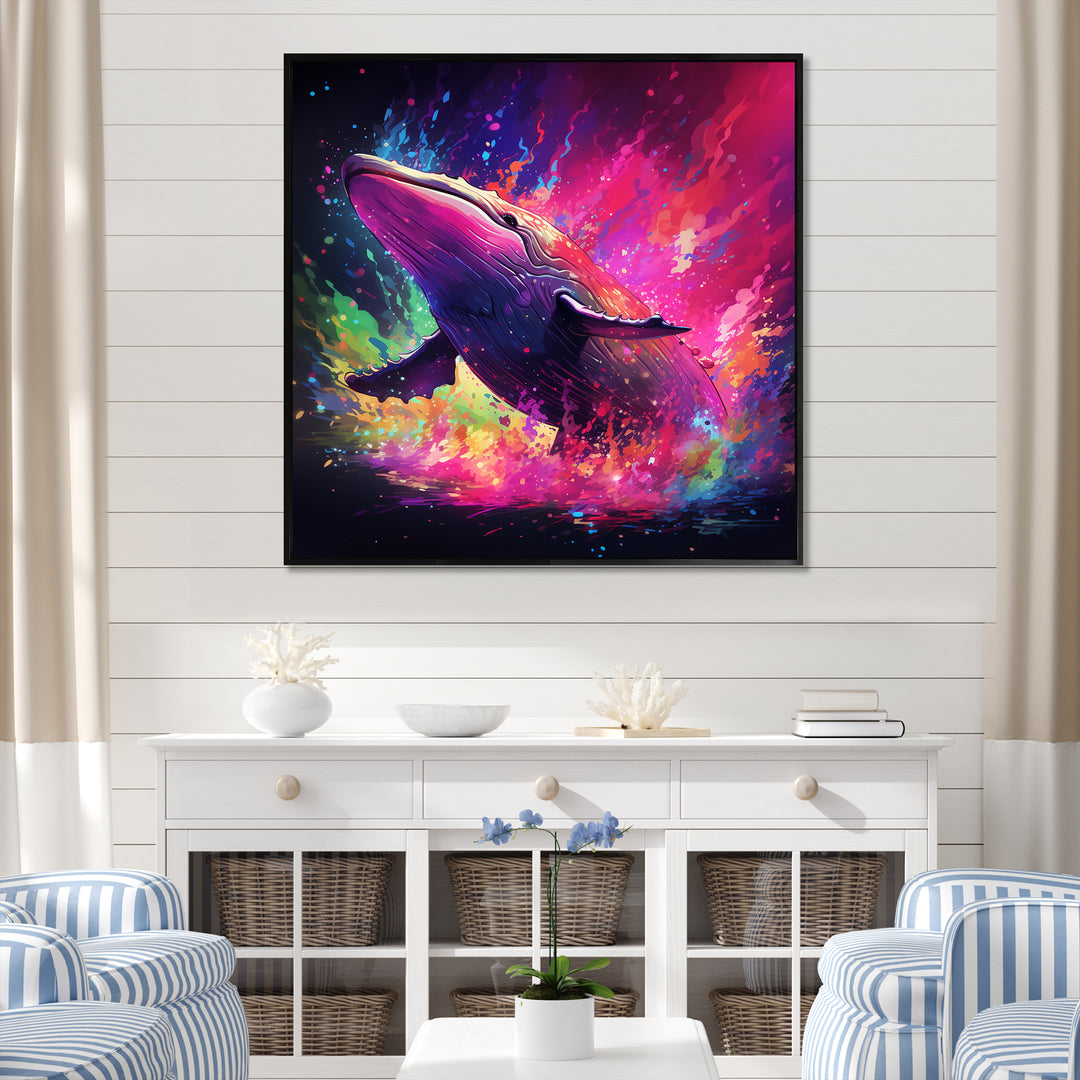Abstract Whale colorful Song - Whale Living Room Wall Art