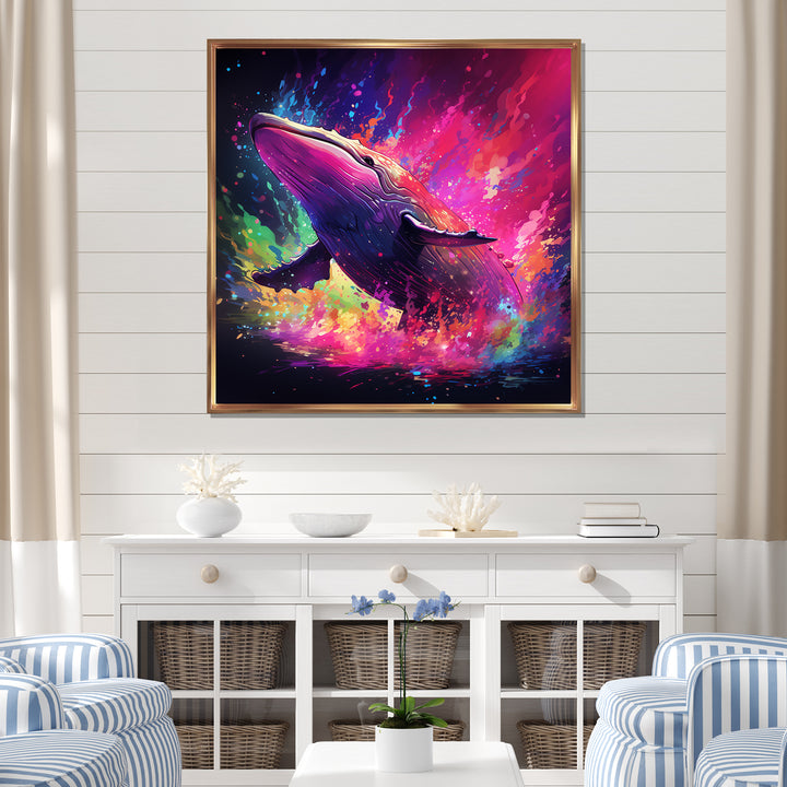 Abstract Whale colorful Song - Whale Living Room Wall Art