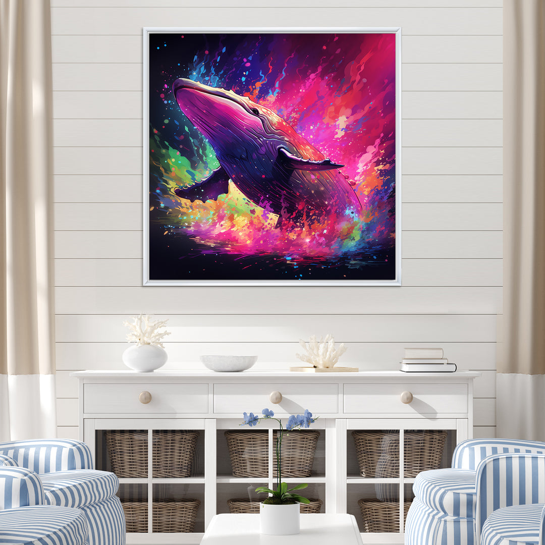 Abstract Whale colorful Song - Whale Living Room Wall Art