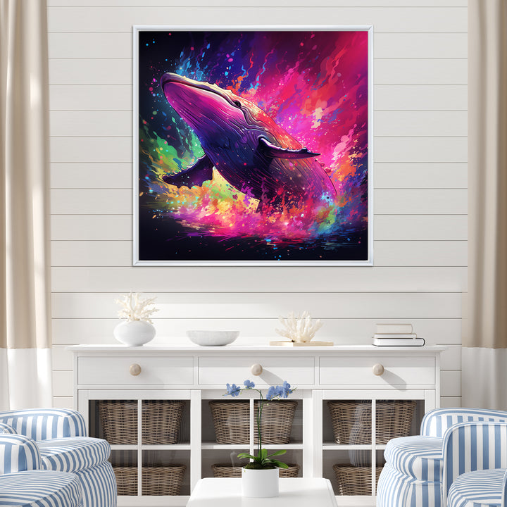 Abstract Whale colorful Song - Whale Living Room Wall Art