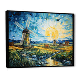 Blue Calm windmill meadows - Architecture Canvas Wall Art