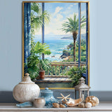 Tropical windows to the beach II - Coastal Canvas Wall Art