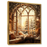 Christmas Winter window view I - Landscapes Canvas Wall Art