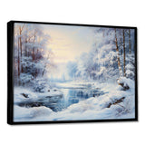 Winter River window view II - Landscapes Canvas Wall Art