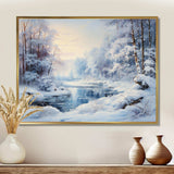 Winter River window view II - Landscapes Canvas Wall Art