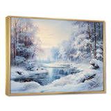 Winter River window view II - Landscapes Canvas Wall Art