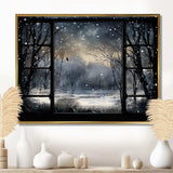 Midnight Gothic winter window view I - Landscapes Canvas Wall Art