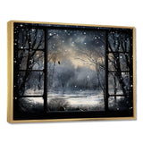 Midnight Gothic winter window view I - Landscapes Canvas Wall Art