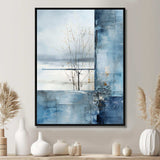 White and blue Winter forest collage IV - Landscapes Canvas Wall Art