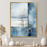 White and blue Winter forest collage IV - Landscapes Canvas Wall Art