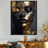 Black and gold Gilded woman Photo II - Fashion Canvas Wall Art