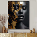 Black and gold Gilded woman Photo III - Fashion Canvas Wall Art