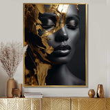 Black and gold Gilded woman Photo III - Fashion Canvas Wall Art