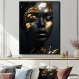 Black and gold Gilded woman Photo IV - Fashion Canvas Wall Art