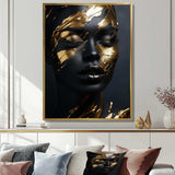 Black and gold Gilded woman Photo IV - Fashion Canvas Wall Art