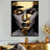 Black and golden woman Photo I - Fashion Canvas Wall Art