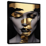 Black and golden woman Photo I - Fashion Canvas Wall Art