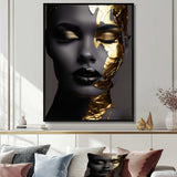 Black and golden woman Photo III - Fashion Canvas Wall Art