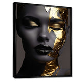 Black and golden woman Photo III - Fashion Canvas Wall Art