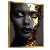 Black and golden woman Photo III - Fashion Canvas Wall Art