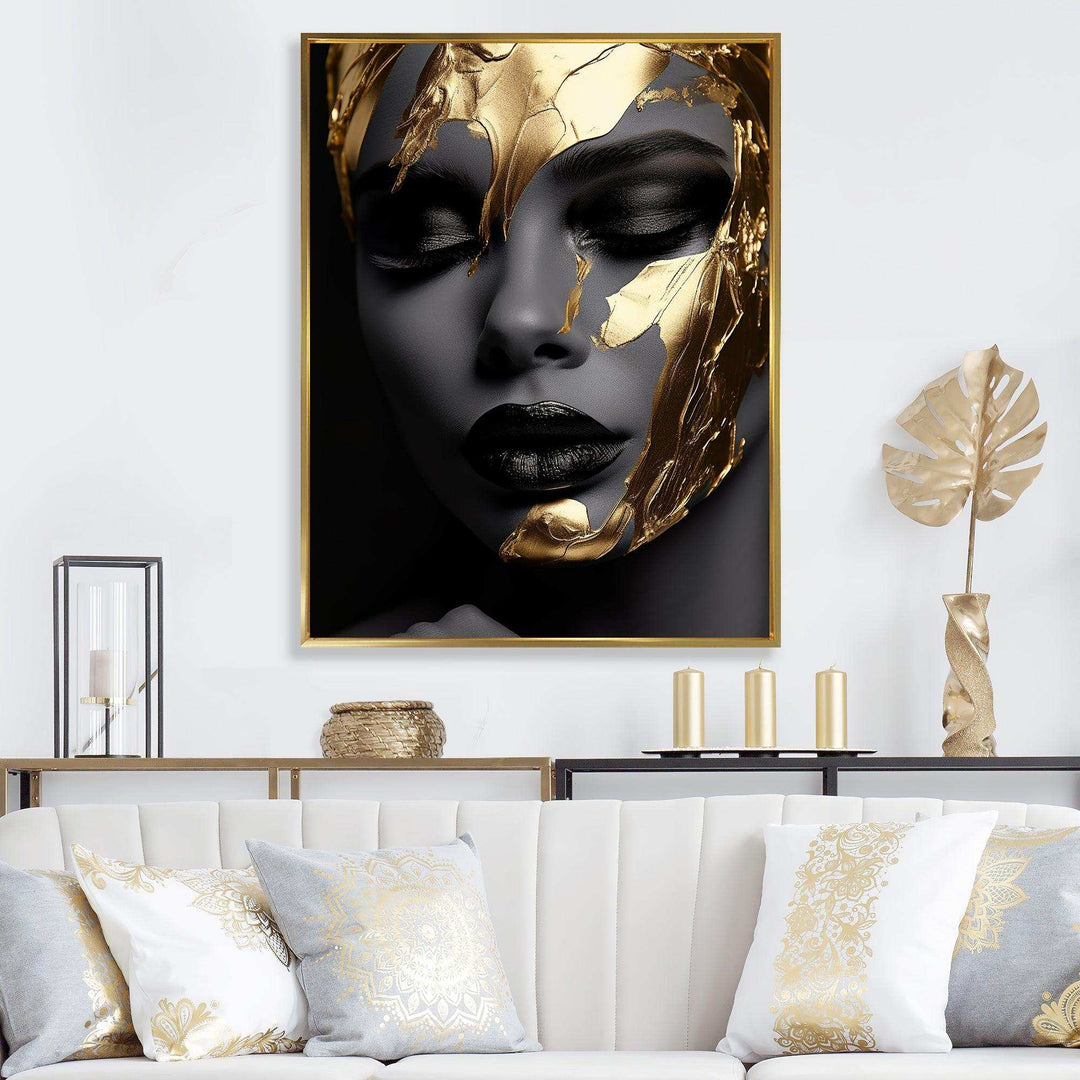 Black and golden woman Photo IV - Fashion Canvas Wall Art