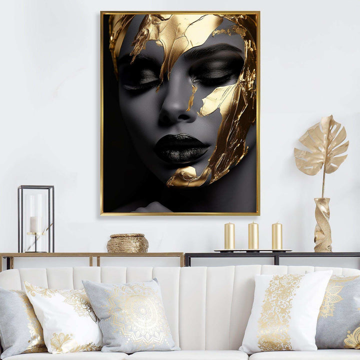 Black and golden woman Photo IV - Fashion Canvas Wall Art