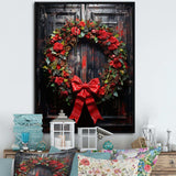 Christmas Holiday Festivity Wreath - Floral Canvas Wall Art