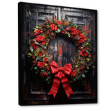 Christmas Holiday Festivity Wreath - Floral Canvas Wall Art