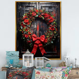 Christmas Holiday Festivity Wreath - Floral Canvas Wall Art