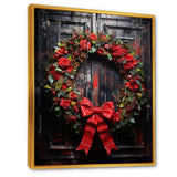 Christmas Holiday Festivity Wreath - Floral Canvas Wall Art