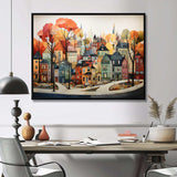 Autumn vintage orange village - Cityscapes Canvas Wall Art