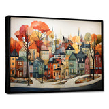 Autumn vintage orange village - Cityscapes Canvas Wall Art