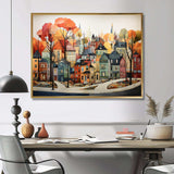 Autumn vintage orange village - Cityscapes Canvas Wall Art