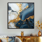 Gold and blue geode art  V - Abstract Canvas Wall Art