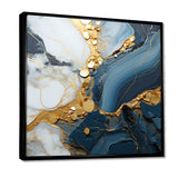 Gold and blue geode art  V - Abstract Canvas Wall Art