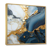 Gold and blue geode art  V - Abstract Canvas Wall Art