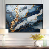 Blue and Gold Marble river II - Abstract Canvas Wall Art