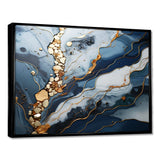 Blue and Gold Marble river II - Abstract Canvas Wall Art