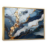 Blue and Gold Marble river II - Abstract Canvas Wall Art