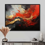 Red and gold marble fire I - Abstract Canvas Wall Art