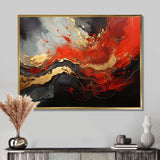 Red and gold marble fire I - Abstract Canvas Wall Art