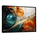 White blue and orange ink storm III - Abstract Canvas Wall Art