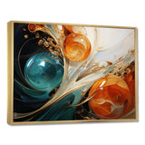 White blue and orange ink storm III - Abstract Canvas Wall Art